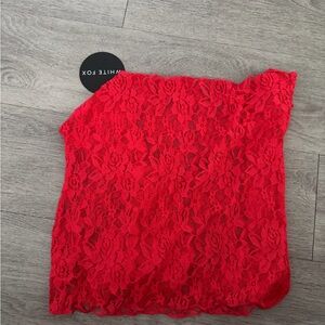 White Fox Boutique Red Lace Crop Top